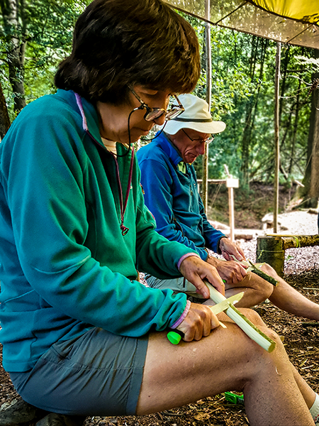 TRIBE bushcraft course carving and whittling using bushcraft knives in dronfield