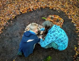 TRIBE Bushcraft child adventure day session children making leaf art 1