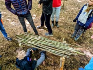 TRIBE Bushcraft home school education session bushcraft table being made