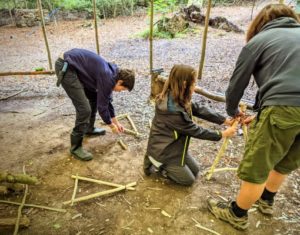 TRIBE Bushcraft home school education session making a pack frame 2
