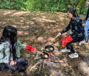 TRIBE Bushcraft home school education session making bannock 1