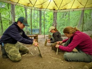 TRIBE Bushcraft home school education session making figure 4 traps