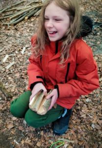 TRIBE Bushcraft home school education session split log cup being formed