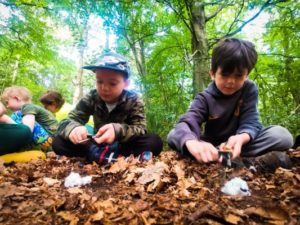 TRIBE Bushcraft session adventure day children learning to use the ferrorod with cotton wool