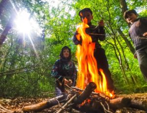 TRIBE Bushcraft session adventure day making a fire that can cut through string