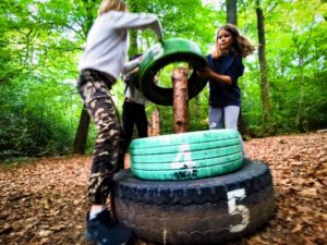TRIBE Bushcraft session adventure day problem solving challenge using the tyres 2