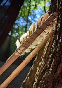 TRIBE Bushcraft session feather attached to the arrow shaft