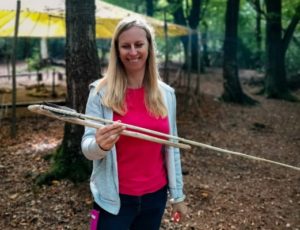 TRIBE Bushcraft session social saturdays family bushcraft atlatl ready to be thrown