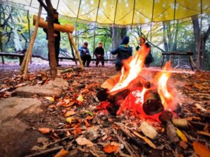 TRIBE Bushcraft session social saturdays family bushcraft camp fire at main camp