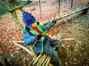 TRIBE Bushcraft session social saturdays family bushcraft child bending willow rod