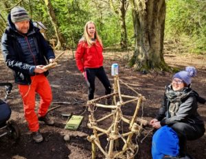 TRIBE Bushcraft session social saturdays family bushcraft constructing a stick tower 3
