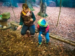 TRIBE Bushcraft session social saturdays family bushcraft family making willow fish by weaving