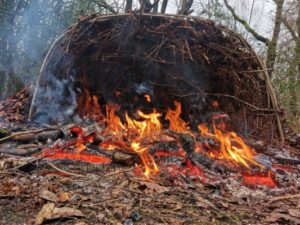 TRIBE Bushcraft session social saturdays family bushcraft long log fire
