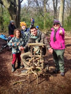 TRIBE Bushcraft session social saturdays family bushcraft making a stick towerusing jute cordage and small sticks