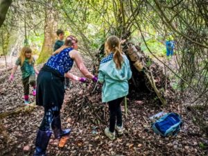 TRIBE Bushcraft session social saturdays family bushcraft making a teepee from natural materials