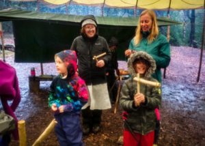 TRIBE Bushcraft session social saturdays family bushcraft rope spinners being demonstrated