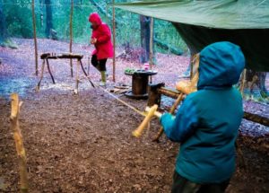 TRIBE Bushcraft session social saturdays family bushcraft rope spinners being used