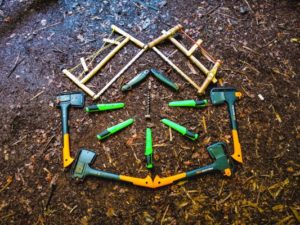 TRIBE Bushcraft session tools used in bushcraft