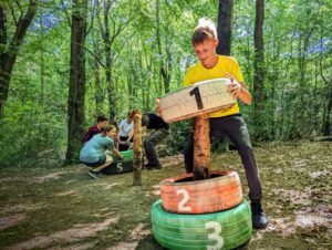 TRIBE Bushcraft youth group on the tyre challenge