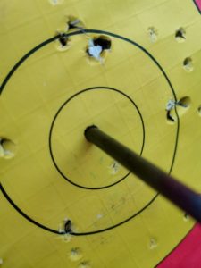 TRIBE Woodland Archery arrow hitting the bullseye