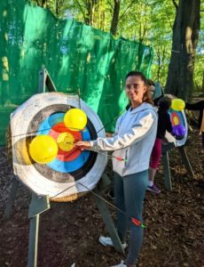 TRIBE Woodland Archery session with balloons on the targets