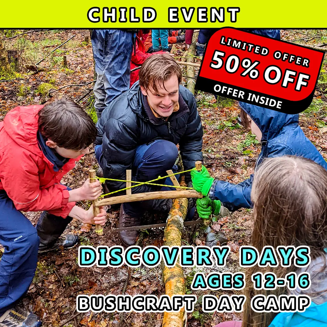 Bushcraft Day Camp <br>Discovery Days (Offer)