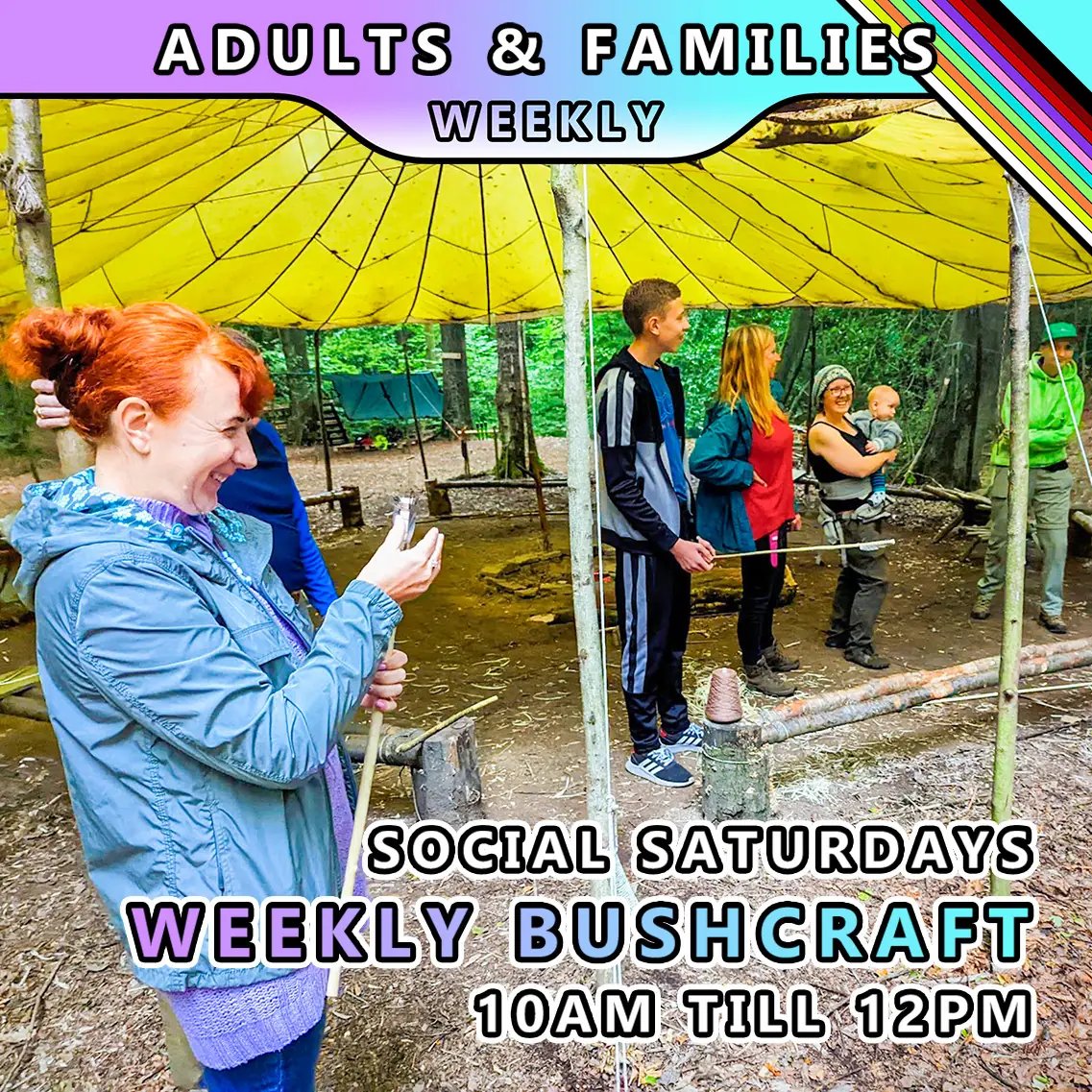 bushcraft social saturday session for adults and families at TRIBE with honours