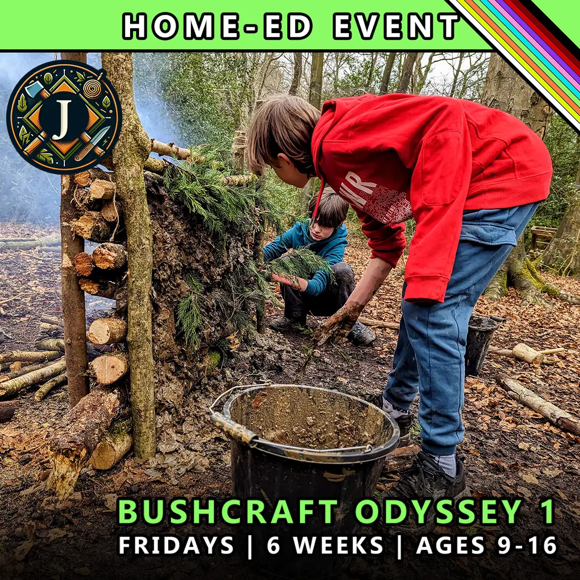 Bushcraft odyssey Friday course for home-ed children at TRIBE Course J with honours