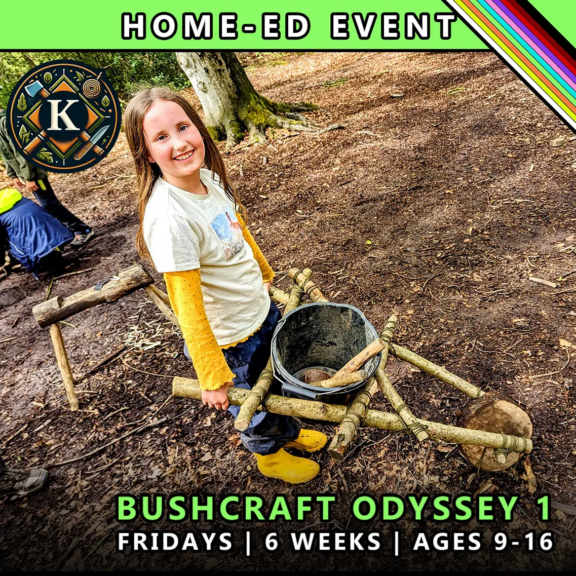 Bushcraft odyssey Friday course for home-ed children at TRIBE Course K with honours
