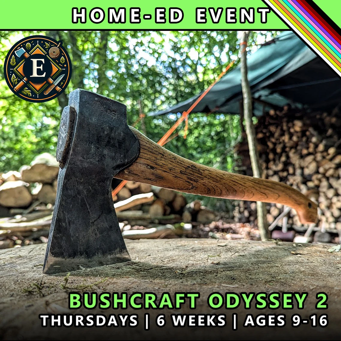 Bushcraft odyssey Thursday course for home-ed children at TRIBE Course E with honours