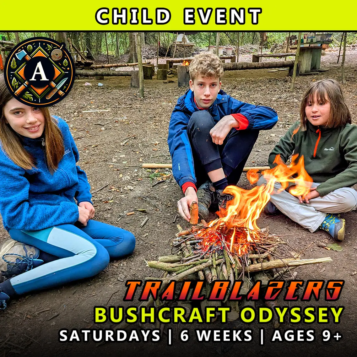 Child bushcraft odyssey 6 week course A for kids ages 9+ at TRIBE 2