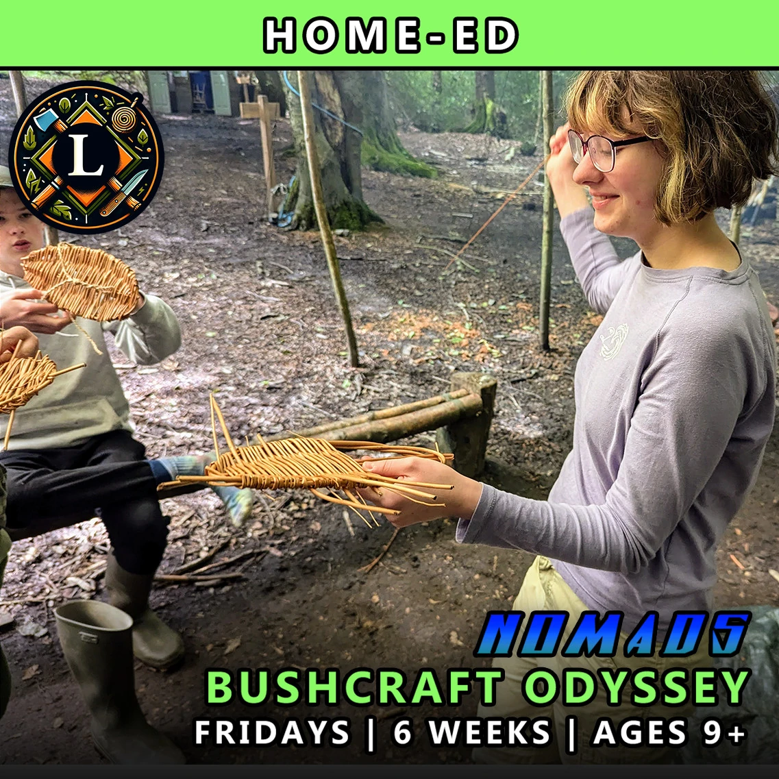 Bushcraft odyssey Friday Nomads course for home-ed children at TRIBE Course L with honours